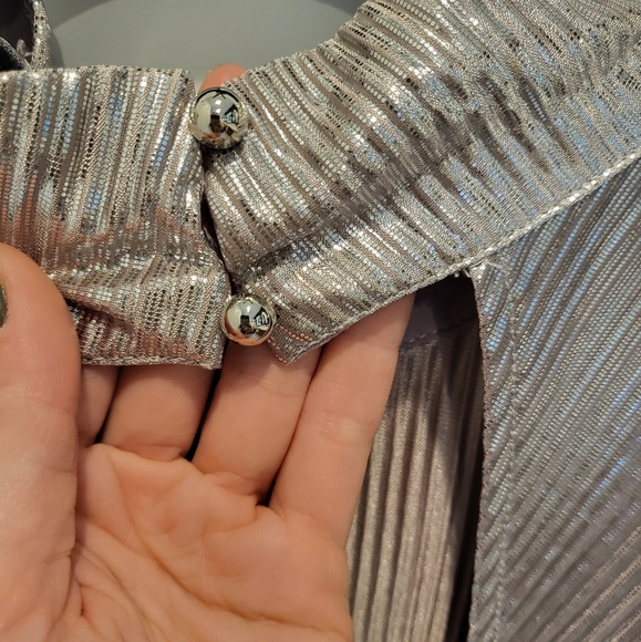 Rose gold/silver metallic lame mini dress - Picture 3 of 6